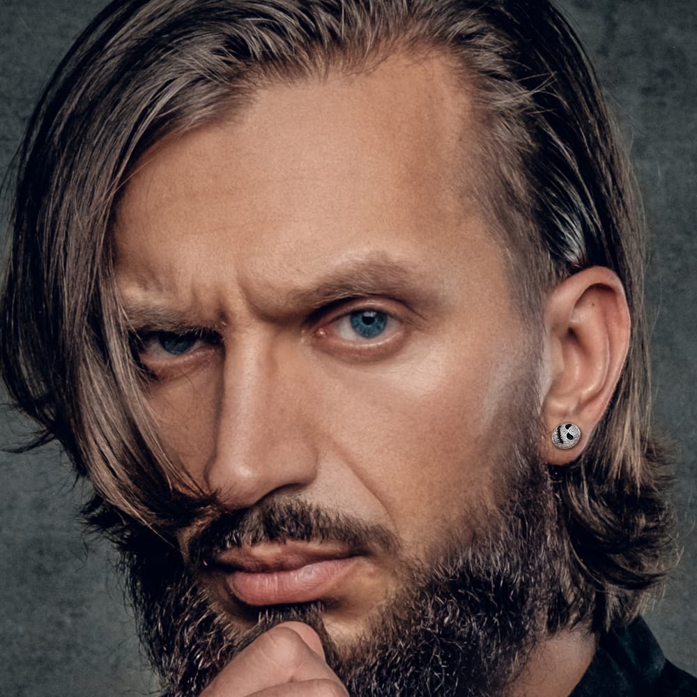 FaithHeart Sterling Silver Jack Skellington Stud Earrings For Men Cubic Zirconia FaithHeart