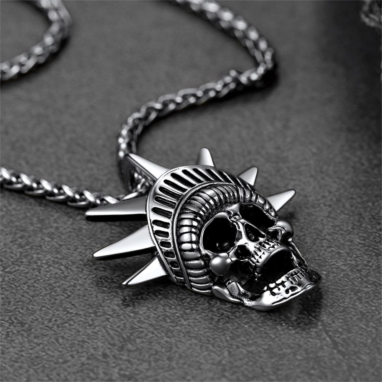 FaithHeart Gothic Statue of Liberty Skull Necklace For Men FaithHeart