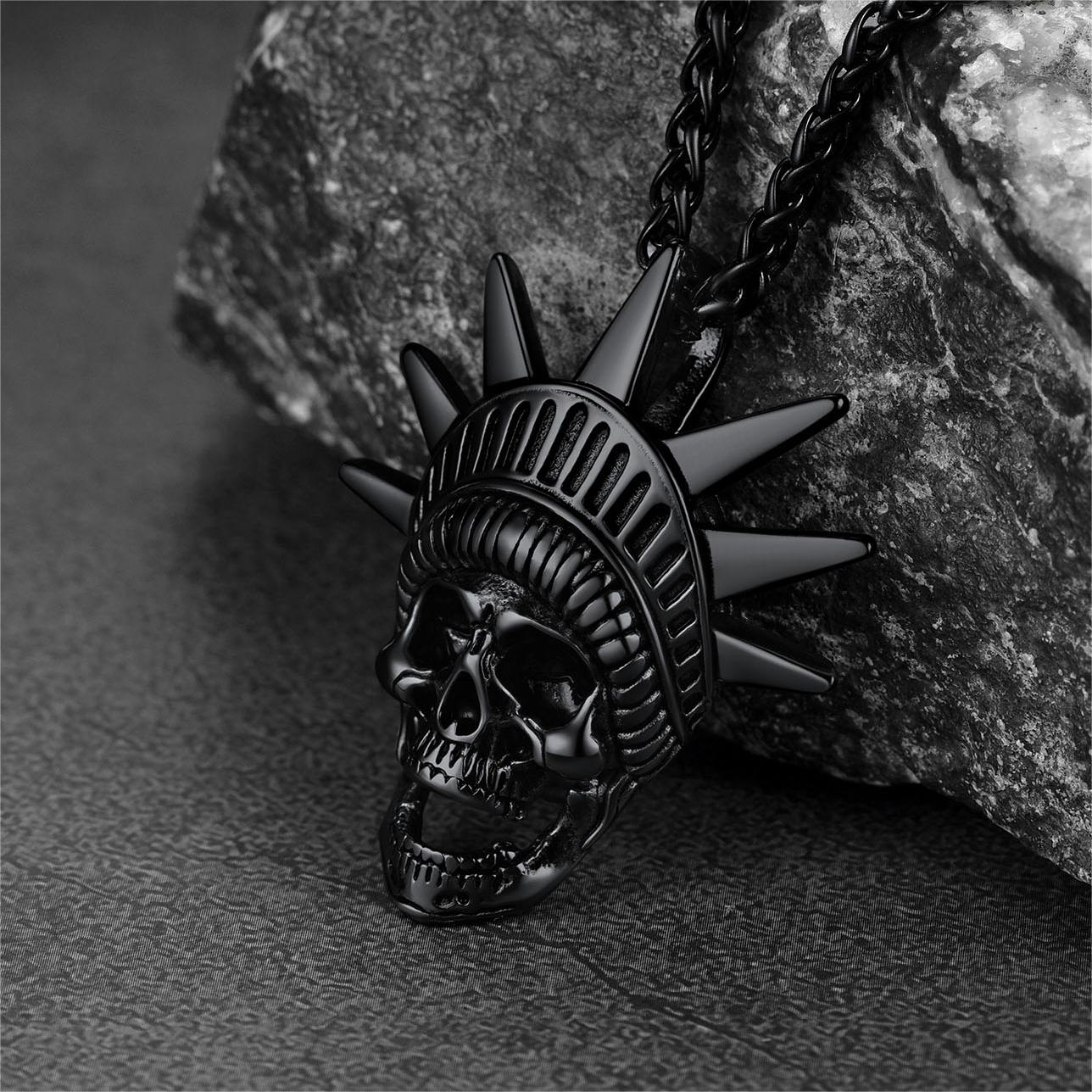 FaithHeart Gothic Statue of Liberty Skull Necklace For Men FaithHeart