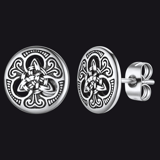 FaithHeart Round Irish Celtic Knot Stud Earrings For Men FaithHeartimg