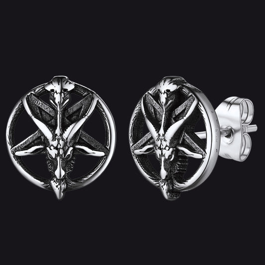 FaithHeart Baphomet Goat Stud Earrings for Men Satanic Jewelry FaithHeartimg