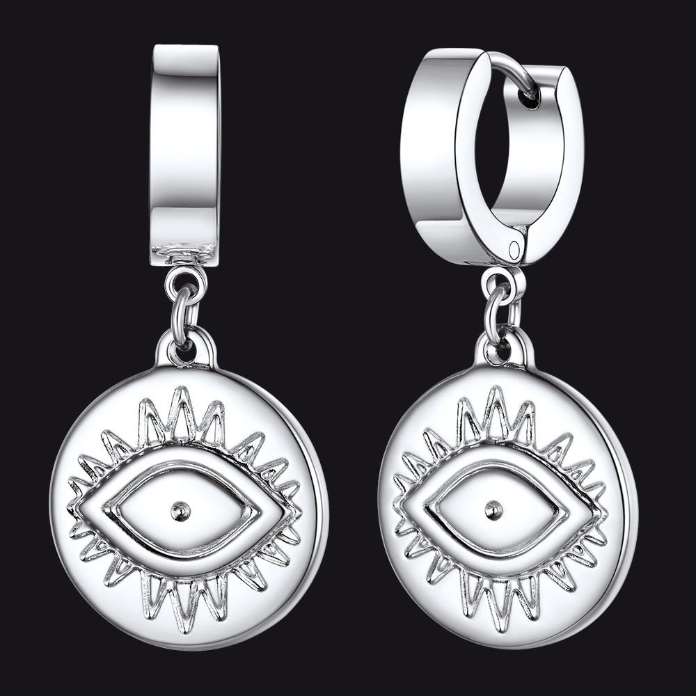 FaithHeart Evil Eye Hoop Dangle Earrings For Men FaithHeart