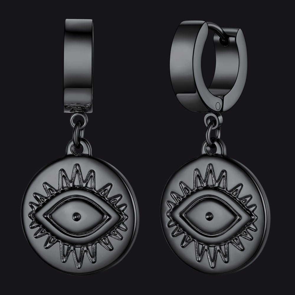 FaithHeart Evil Eye Hoop Dangle Earrings For Men FaithHeart