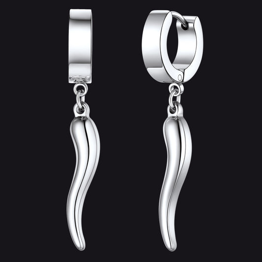 FaithHeart Cornicello Italian Horn Earrings Drop Hoop Earrings for Men FaithHeartimg