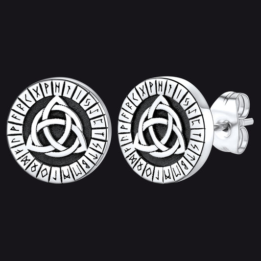 FaithHeart Viking Celtic Knot With Rune Stud Earrings for Men FaithHeartimg