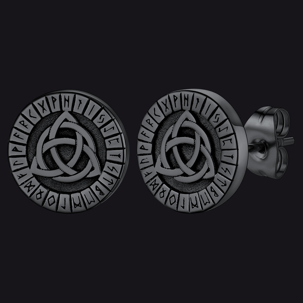 FaithHeart Viking Celtic Knot With Rune Stud Earrings for Men FaithHeart