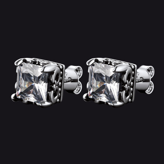 FaithHeart S925 Black Celtic Gemstone Stud Earrings for Men FaithHeartimg