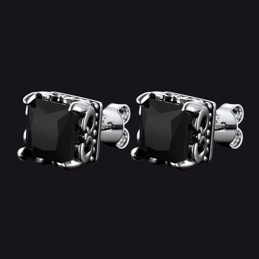 FaithHeart S925 Black Celtic Gemstone Stud Earrings for Men FaithHeartimg