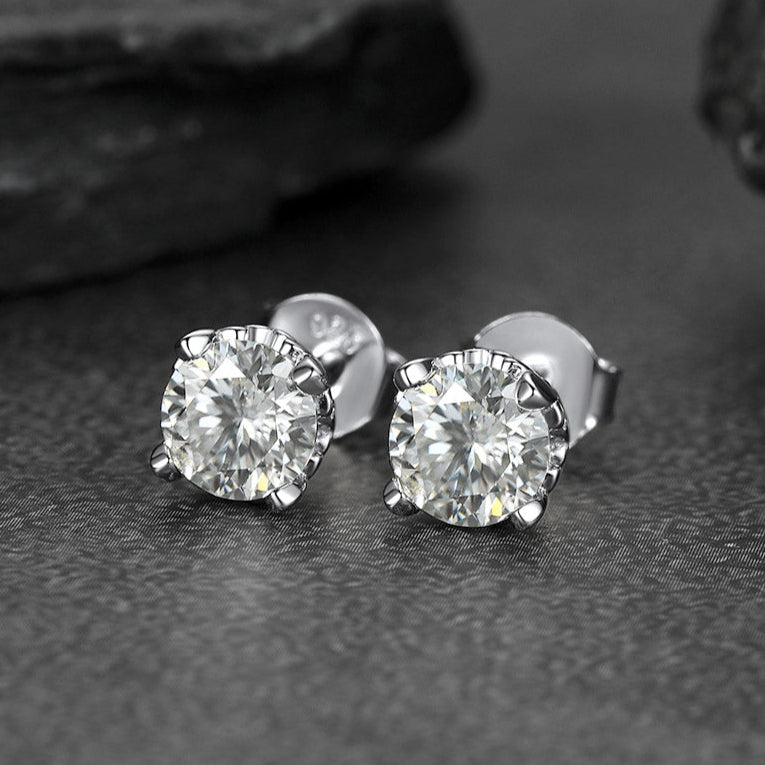 FaithHeart Moissanite Stud Earrings S925 Sterling Silver Round Cut FaithHeart