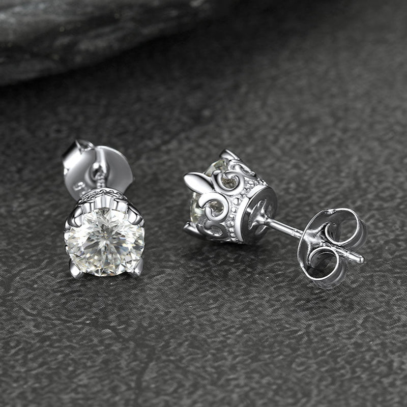 FaithHeart Moissanite Stud Earrings S925 Sterling Silver Round Cut FaithHeart