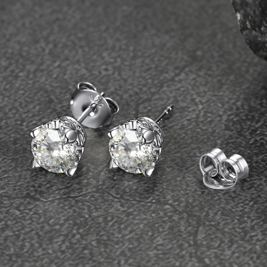 FaithHeart Moissanite Stud Earrings S925 Sterling Silver Round Cut FaithHeart