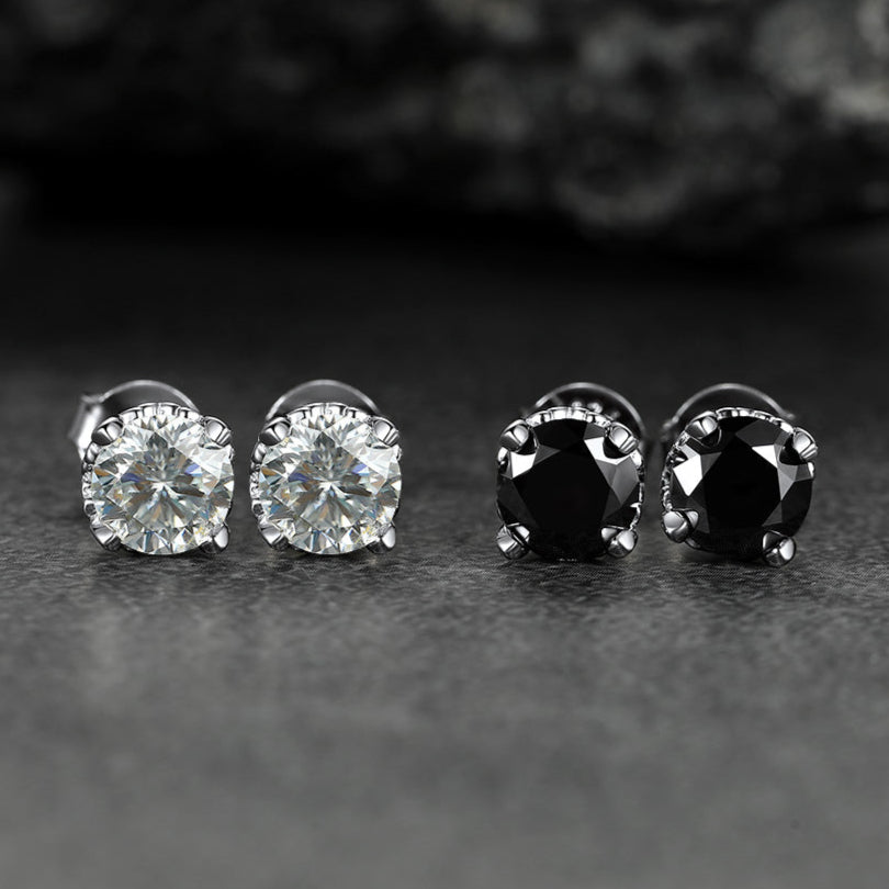 FaithHeart Moissanite Stud Earrings S925 Sterling Silver Round Cut FaithHeart