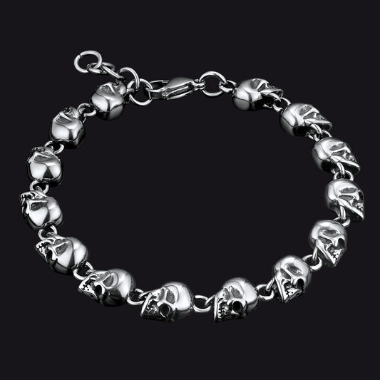 FaithHeart Gothic Linked Chain Skull Bracelet for Men FaithHeart