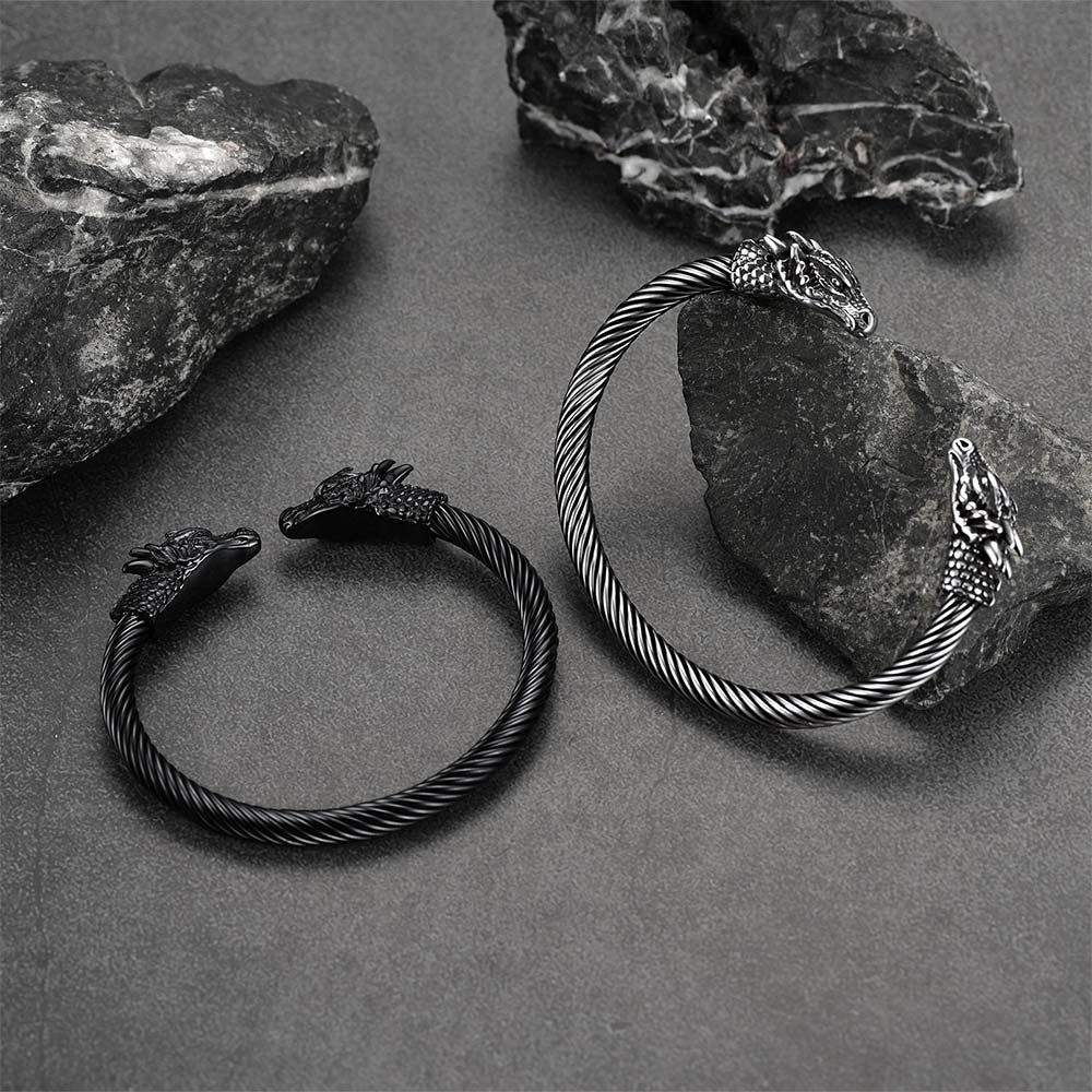 FaithHeart Viking Dragon Head Bangle Bracelet Cuff Bracelet For Men FaithHeart