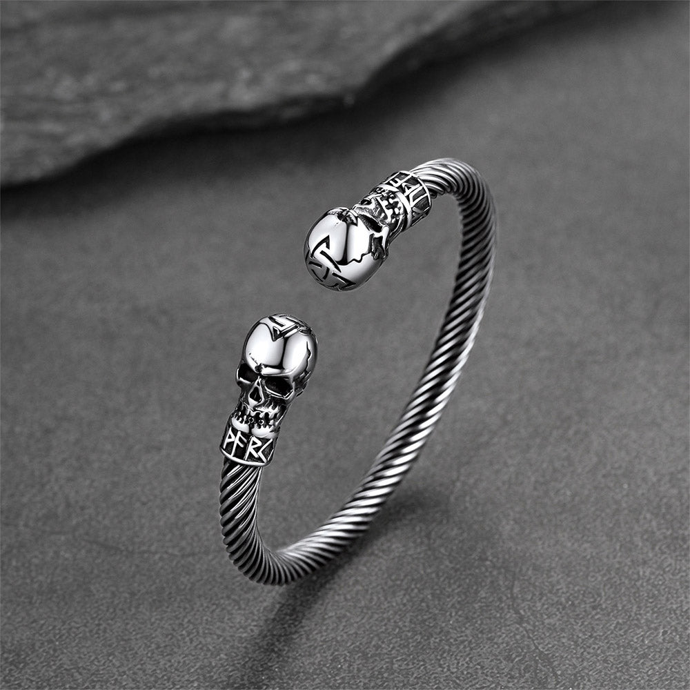 FaithHeart Skull Twisted Cable Cuff Bracelet Adjustable Bangle Bracelet FaithHeart