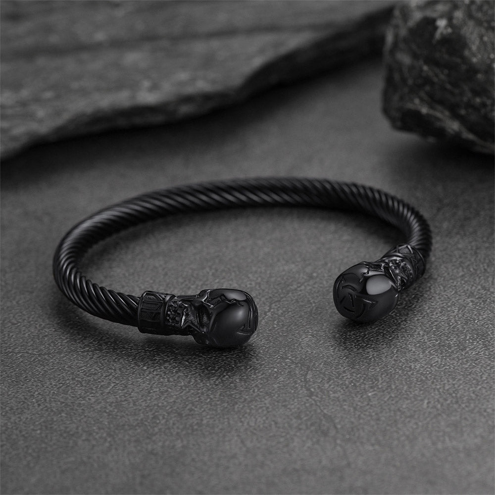 FaithHeart Skull Twisted Cable Cuff Bracelet Adjustable Bangle Bracelet FaithHeart