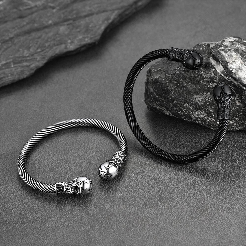 FaithHeart Skull Twisted Cable Cuff Bracelet Adjustable Bangle Bracelet FaithHeart