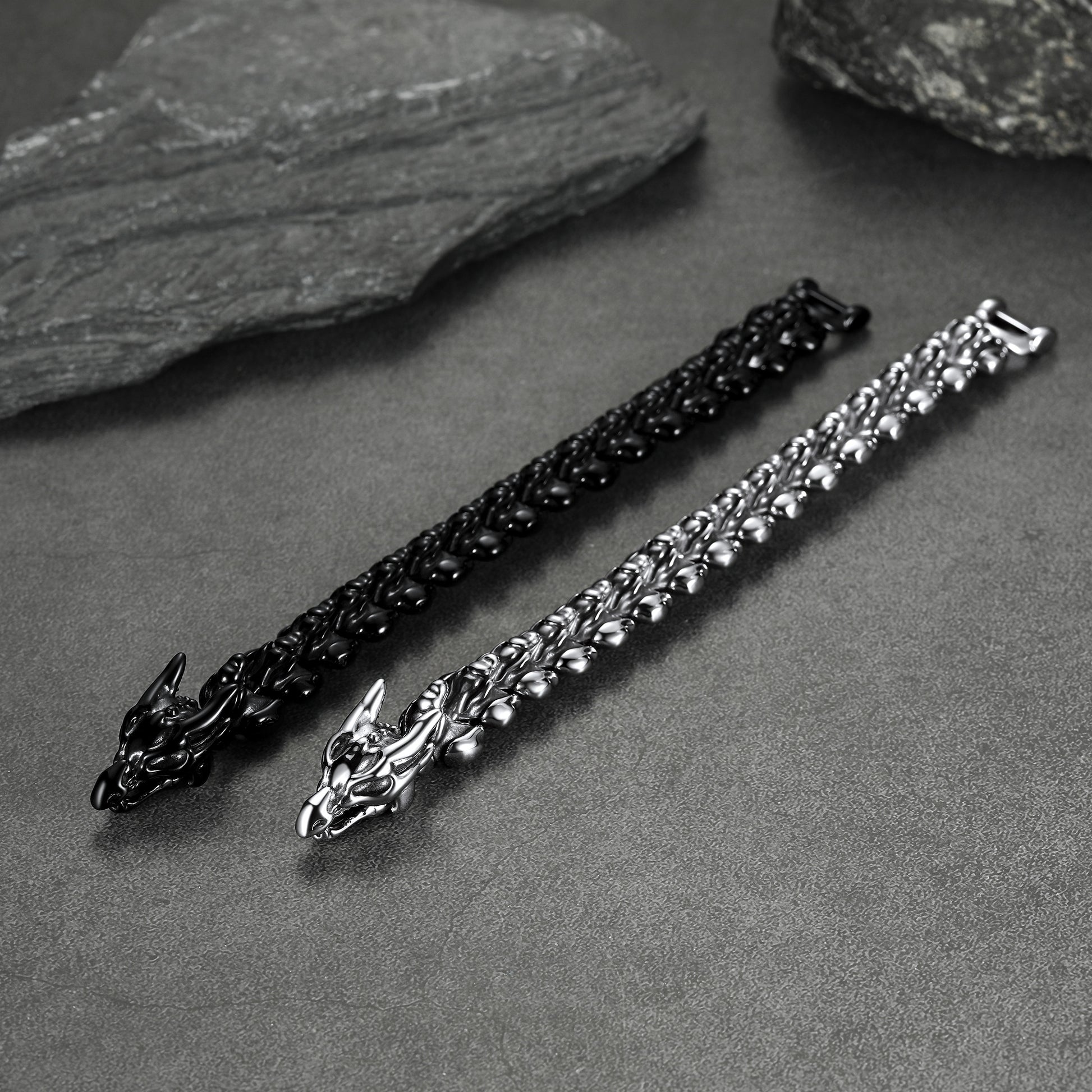 FaithHeart Viking Dragon Head Bracelet Stainless Steel Punk Bracelet FaithHeart