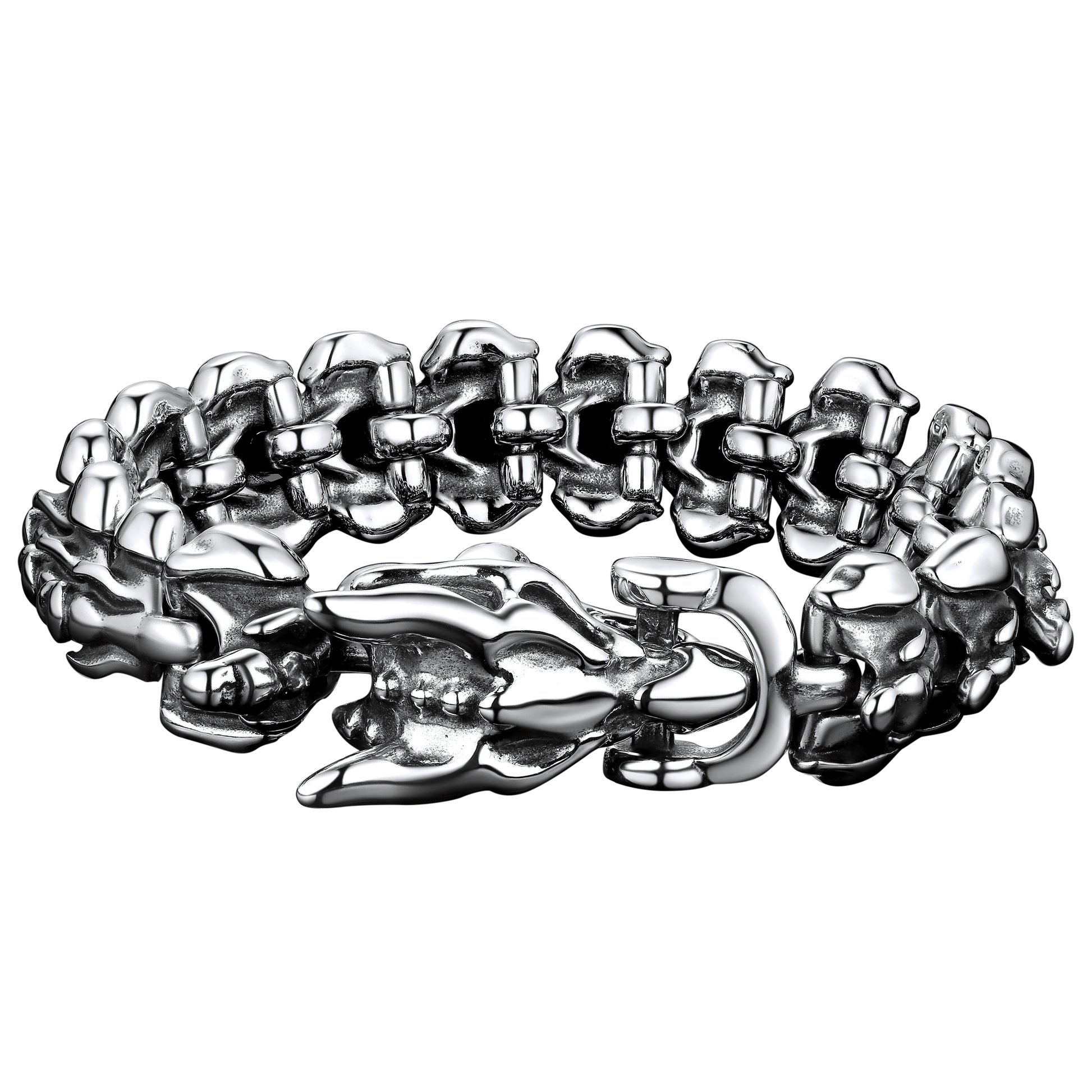 FaithHeart Viking Dragon Head Bracelet Stainless Steel Punk Bracelet FaithHeart