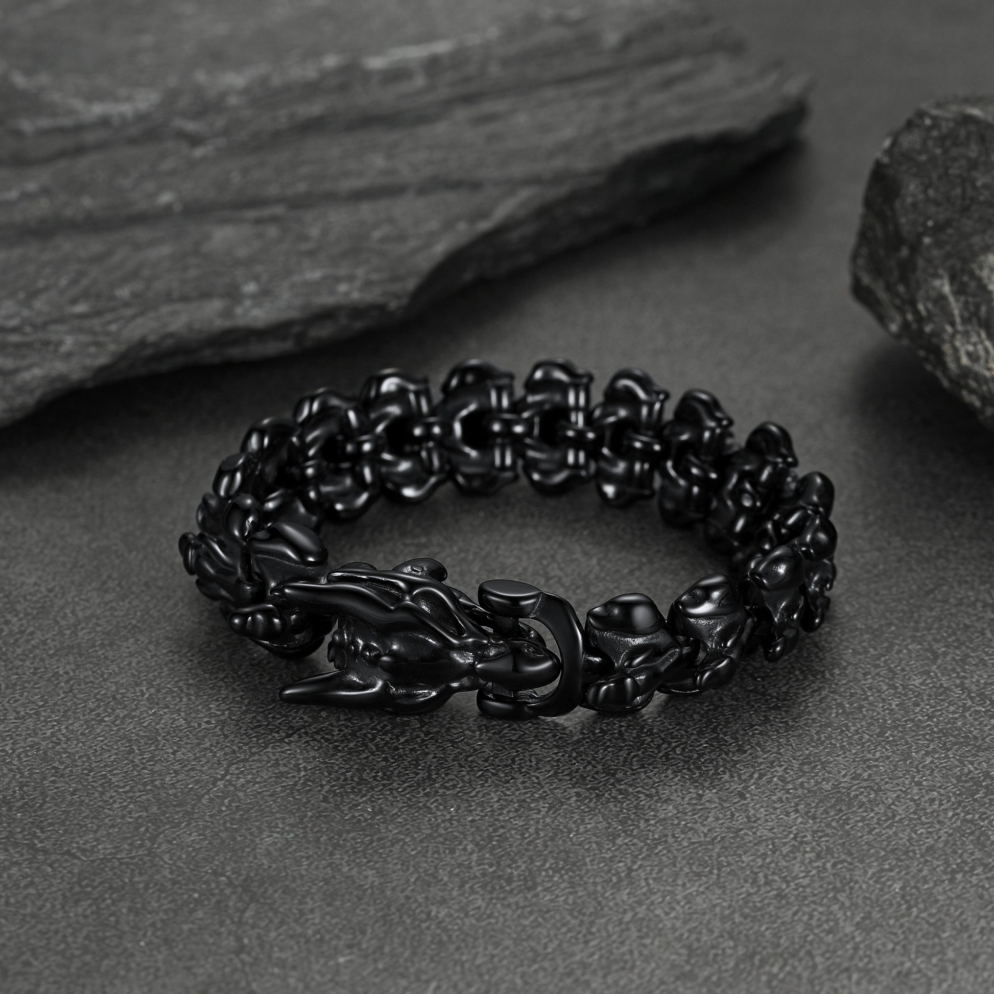 FaithHeart Viking Dragon Head Bracelet Stainless Steel Punk Bracelet FaithHeart