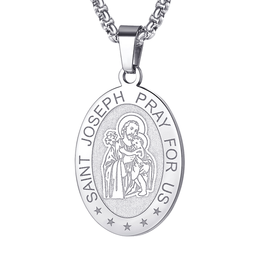 FaithHeart Saint Joseph Engraved Necklace Catholic Saints Medal FaithHeartimg
