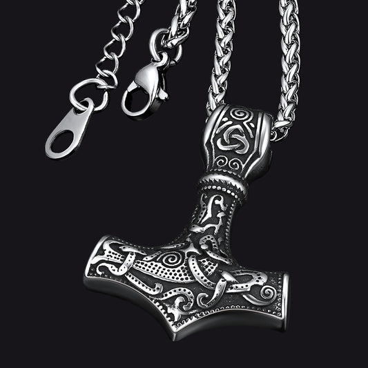 FaithHeart Viking Thor's Hammer Necklace Mjolnir Necklace for Men FaithHeartimg