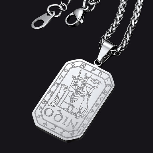 FaithHeart Viking Rune Odin Dog Tag Pendant Necklace for Men FaithHeartimg