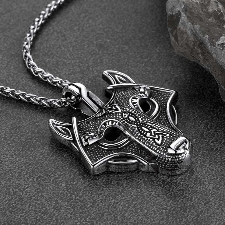 FaithHeart Viking Celtic Wolf Necklace For Men FaithHeart