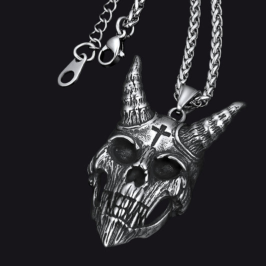 FaithHeart Gothic Skull Goat Necklace Devil Pendant for Men FaithHeart