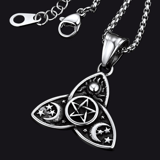 FaithHeart Triple Moon Goddess Pentagram Necklace for Men FaithHeartimg