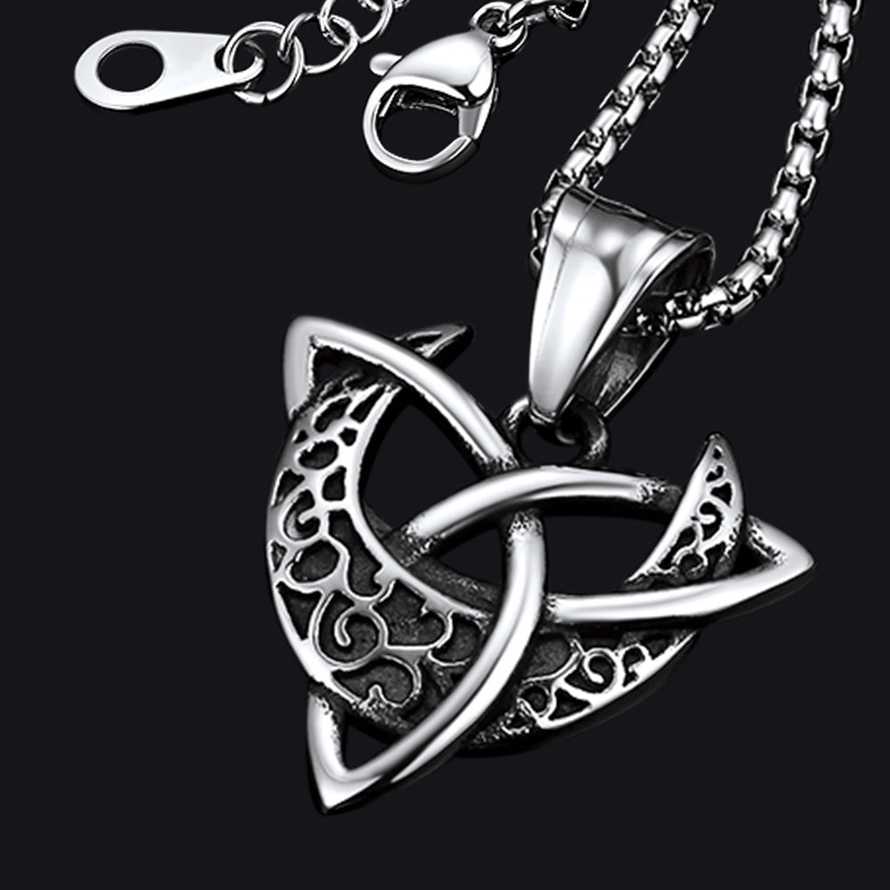 FaithHeart Vintage Triple Moon Goddess Necklace For Men FaithHeart