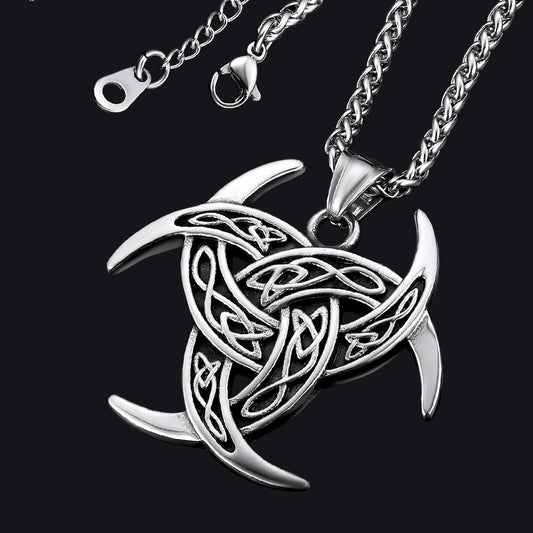 FaithHeart Viking Odin Triple Horn Necklace for Men FaithHeart