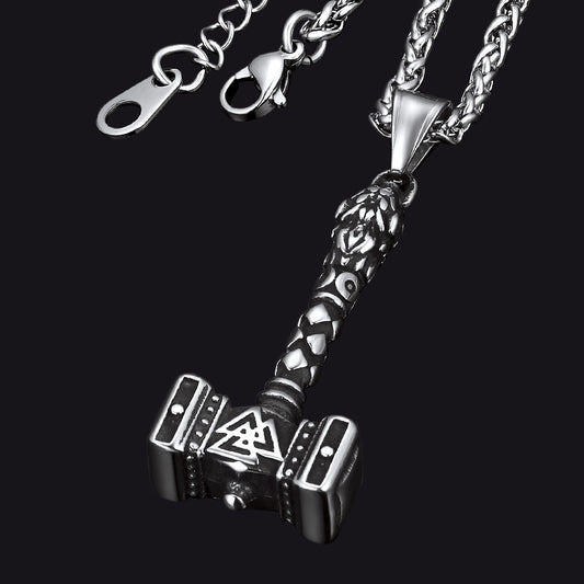 FaithHeart Thor's Hammer Necklace Mjolnir Charm For Men FaithHeart