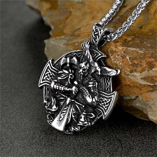FaithHeart Norse Viking Odin Cross Pendant Necklace for Men FaithHeartimg
