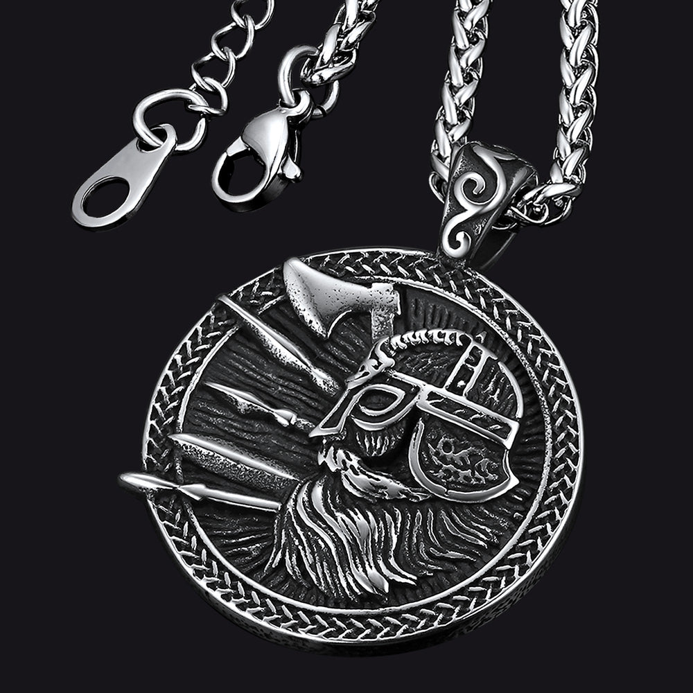 FaithHeart Norse Viking Odin Warrior Pendant Necklace for Men FaithHeart
