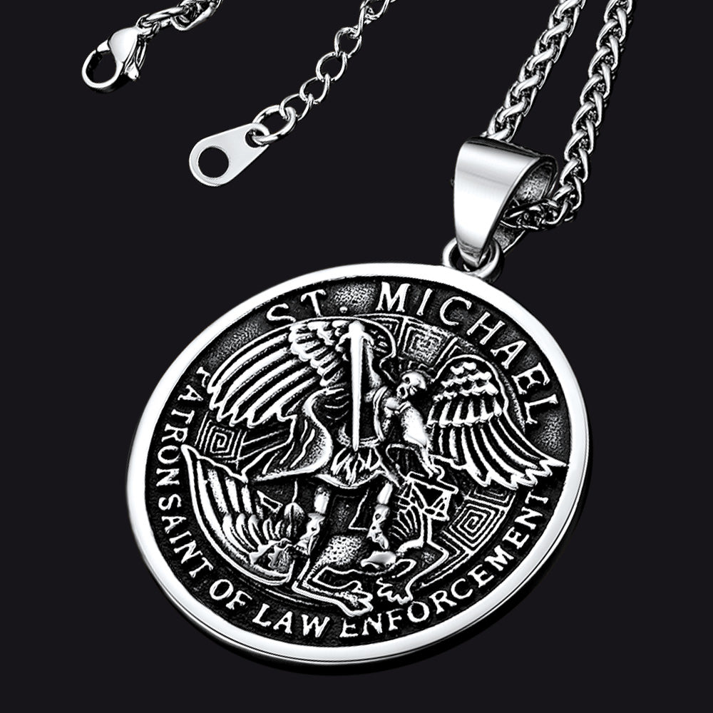 Michael Medal St Michael Mens Necklace Michael Medal Necklace