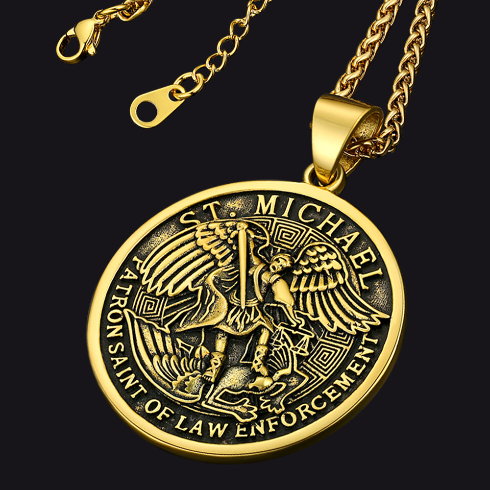 FaithHeart The Archangel St. Michael Medal Necklace For Men FaithHeart
