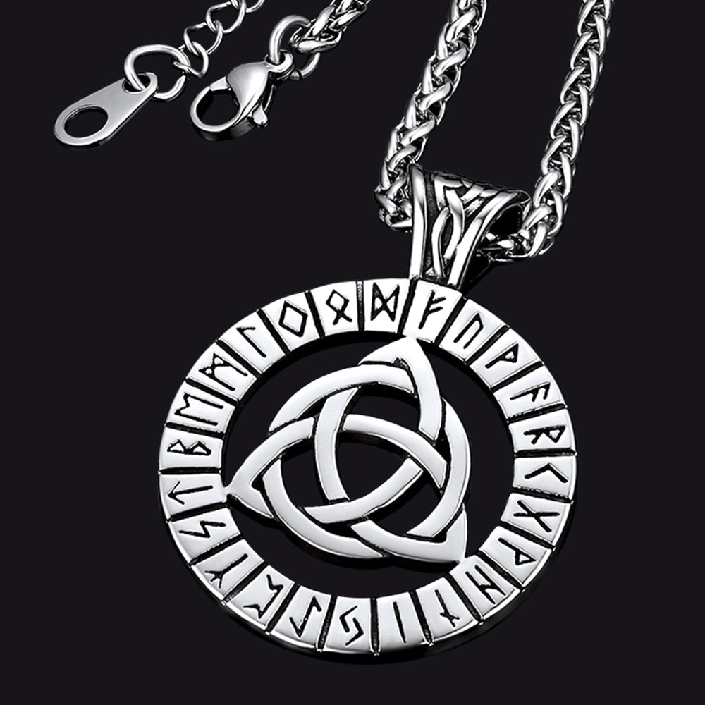 FaithHeart Viking Runes Celtic Knot Necklace for Men FaithHeart