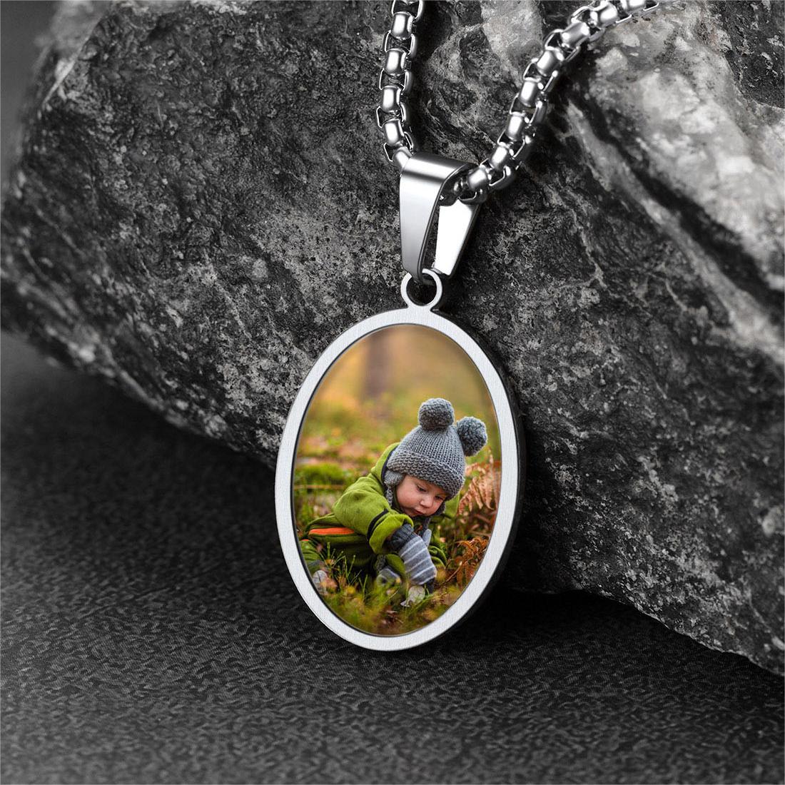 FaithHeart Personalized Saint Christopher Picture Necklace Photo Pendant FaithHeart