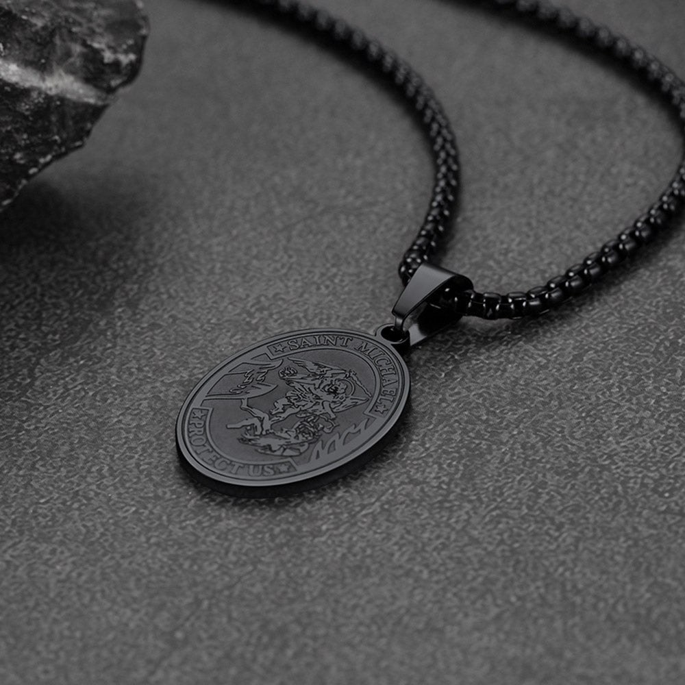 FaithHeart Archangel Saint Michael Necklace with Picture for Men FaithHeart