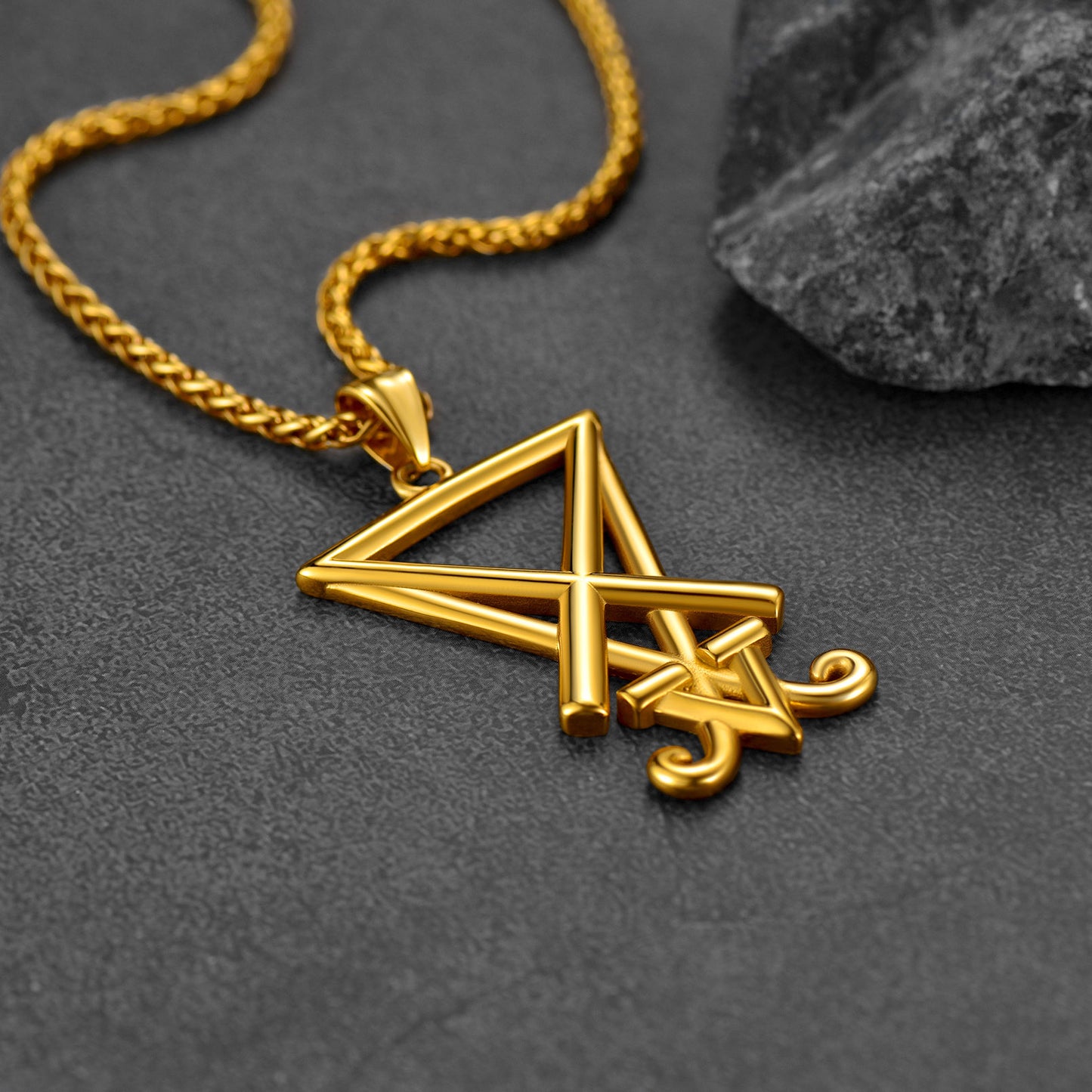 FaithHeart Satanic Sigil of Lucifer Necklace For Men Stainless Steel FaithHeart