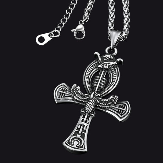 FaithHeart Egyptian Ankh Cross Necklace with Eagle For Men FaithHeartimg