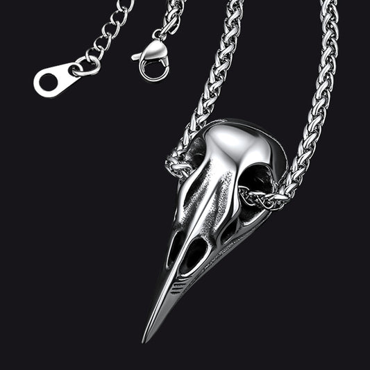 FaithHeart Viking Odin Raven Skull Necklace For Men FaithHeart