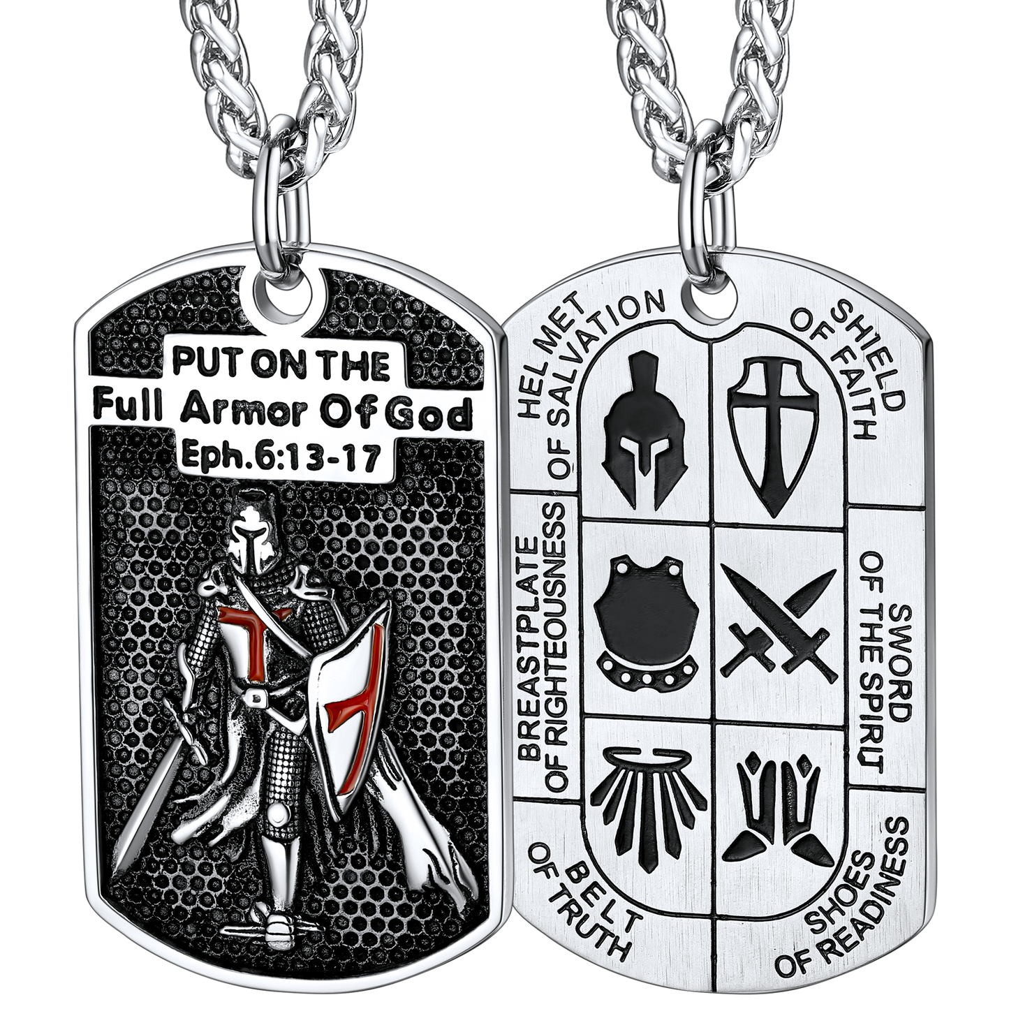 FaithHeart Religious Knights Templar Dog Tag Necklace For Men FaithHeart