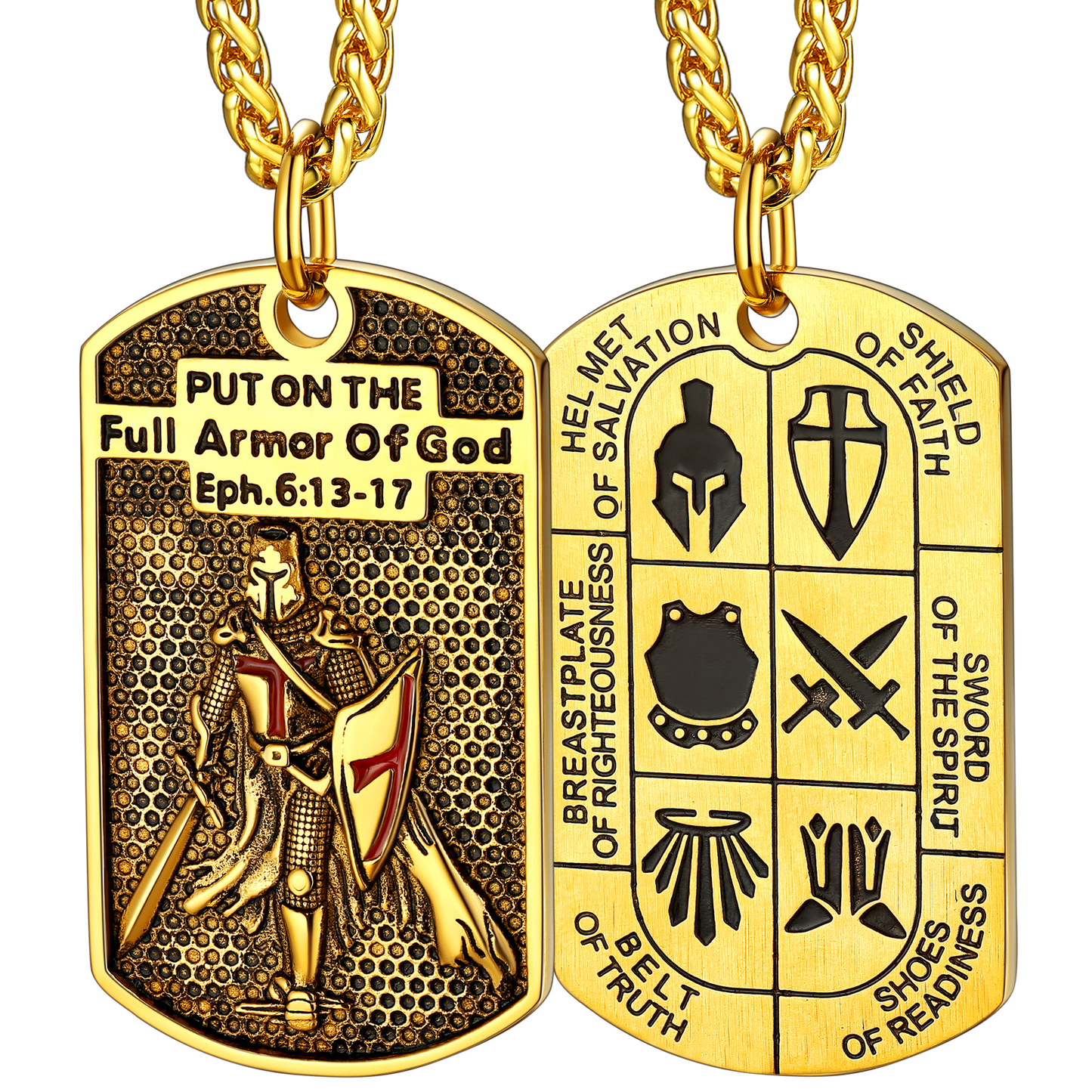 FaithHeart Religious Knights Templar Dog Tag Necklace For Men FaithHeart