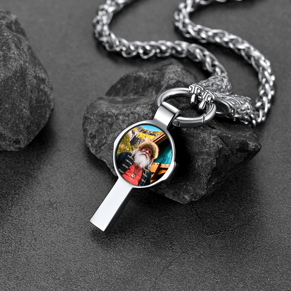 FaithHeart Custom Picture Celtic Cross Necklace with Wolf Chain FaithHeart