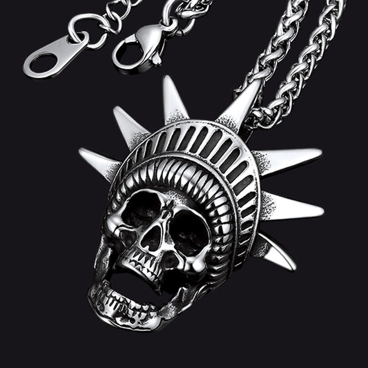FaithHeart Gothic Statue of Liberty Skull Necklace For Men FaithHeartimg