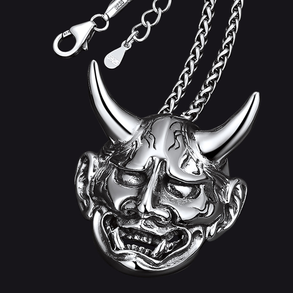 FaithHeart Demon Hannya Mask Pendant Necklace for Men FaithHeart