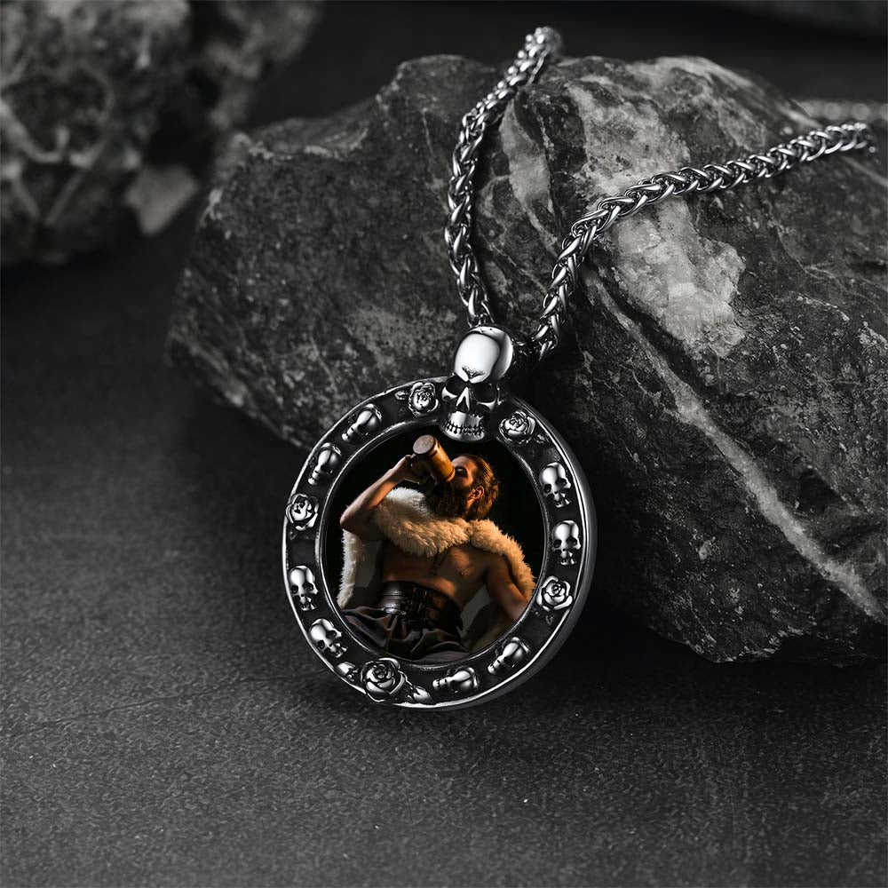 FaithHeart Custom Round Picture Necklace Skull Wrap Pendant FaithHeart