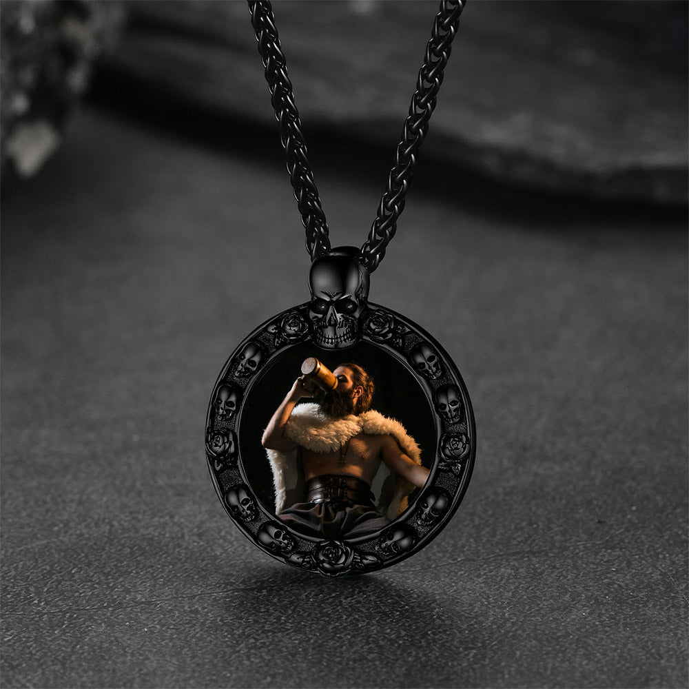 FaithHeart Custom Round Picture Necklace Skull Wrap Pendant FaithHeart